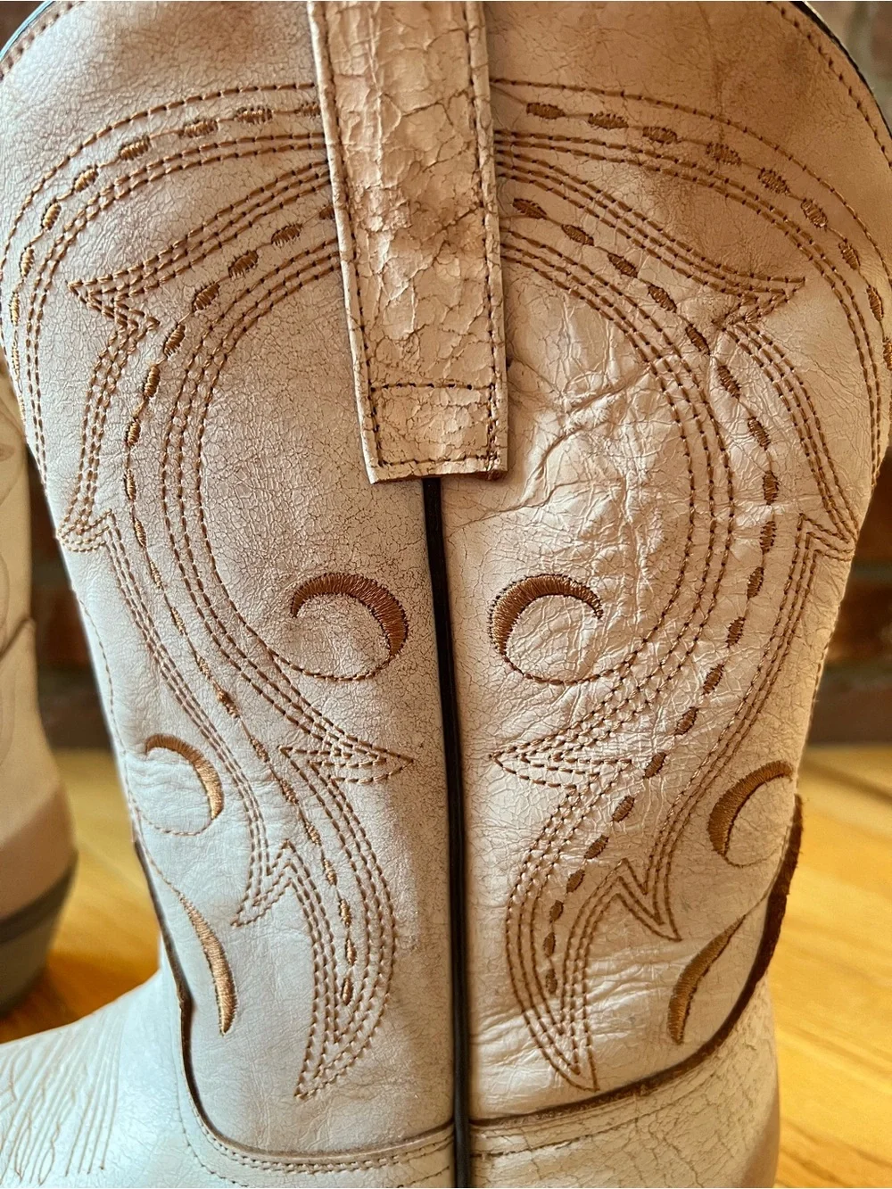 Sterling River Ivory & Brown Bohemian Moon Print Western Cowgirl Boots - Picture 9 of 13